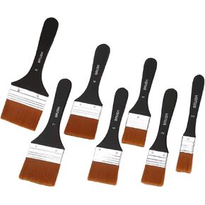 مجموعة من 7 فرش طلاء مسطحة للطلاء الأكريليك، فرش طلاء نايلون بأحجام متنوعة، فرش طلاء ناعمة، فرشاة ورنيش الفنان لتطبيق الجيسو والأكريليك والزيت والطلاء والورنيش والألوان المائية in Kuwait