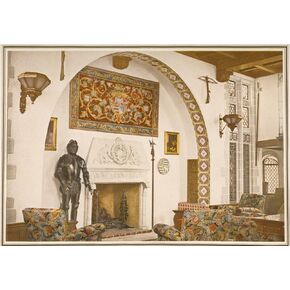 Cunard Line Promotional Brochure For The Rms Carinthia Circa 1926-1930 Fireplace With 12 Feet High Arch In El Greco Smoking Room Poster Print (34 x 24)