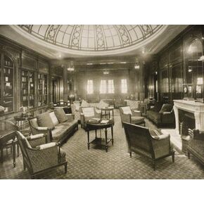 Posterazzi Cunard Line Promotional Brochure For Mauretania Circa 1930. The Library And Writing Room. Poster Print, (32 x 24)