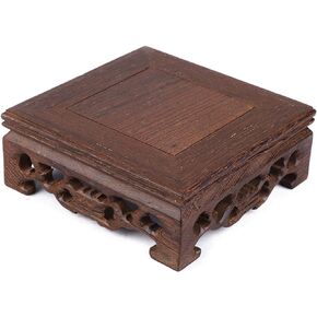 Wood Display Base, Flower Vase Display Stand Small Teapot Base Vase Decoration Solid Wood Bonsai Wooden Base Home Decorations (Length 8 Width 8 Height 3.7)