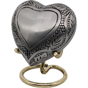 5MOONSUN5's Handcrafted Engraved Heart Urn Keepsake Cremation Urn for Human pet Ashes Engraved Urn Heart Shaped Perfect for Adults & Infants Honor Your Loved One. Comes with Brass Stand & Premium Box