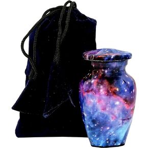 HLC URNS Keepsake Urn – Galaxy Universe Keepsake Qnty 1 - Keepsake Urn for Human Ashes with 1 Velvet Box Bag-Mini Keepsake Urn - Affordable Keepsake Urn (3 cu.in)