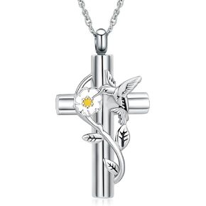 shajwo Cremation Jewelry Hummingbird Urn Necklaces for Ashes for Women Men Keepsake Memorial Ashes Pendant Necklace