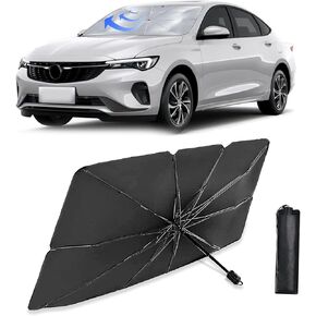 1 Pack Car Windshield Sun Shade Umbrella, 31 Inches x 55 Inches Foldable Sun Shield Shade, Universal Automobile Protective Kit, for Most Cars, Trucks and Vans (Silver)