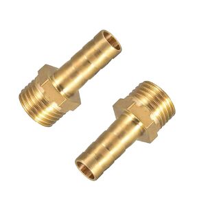 SING F LTD 2 Pcs 10mm Brass Barbed Hose Fitting Coupler Connector with 1/4 Inch Male BSP Thread Pipe Nipple Fitting for Air Water Fuel Oil Gas