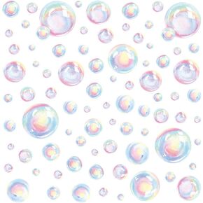 Uonlytech Bubble Wall Decal Stickers, Under The Sea Birthday Party Decor Colour Bubble Ocean Background Water Soap Bath Decor for Mermaid Baby Shower