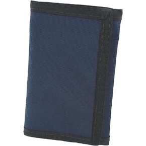 Nylon Trifold ID Wallet w/Outside & Inside ID. Hook & Loop. Made in USA (Black)