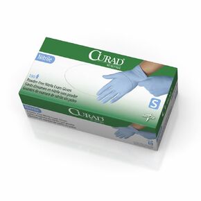 Curad Nitrile Exam Gloves, Latex Free, 9' Length, Large, Blue (Pack of 1500)