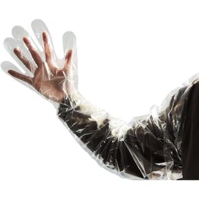 Disposable long Gloves 50pcs 35inch Length Plastic Gloves Long Sleeve Gloves for Veterinary Arm Protection