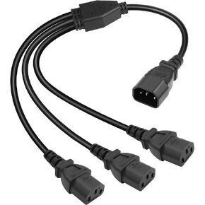 GELRHONR 60cm UPS Server IEC 320 C14 to 3X IEC 320 C13 Y Splitter Extension Power Cord (1 to 3)