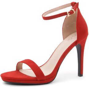 Shoe Land SL-Lovering Womens High heels Open Toe Stilleto Heels Ankle Strap Dress Heeled Sandals Black Red Gold Silver White Heels for Prom Wedding Party