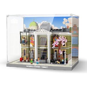 Acrylic Display Case for Lego Natural History Museum 10326 Building Set, Dustproof Display Box, ONLY Box, NOT Model ,Clear Acrylic Plate with Base & HD Painted Background