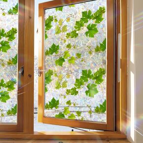 Rainbow Window Privacy Film Decorative Grape Vine Window Clings Green Leaves Window Stickers Decorative Static Window Decals for Home Store Window Glass Door Decoration 15.7 x 39.4 Inches