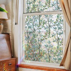 Window Privacy Film Stained Glass,Rainbow Window Clings,Stained Glass Window Decals,Static Cling Window Sticker Non-Adhesive,15.7" x 39.4" (XC2004)