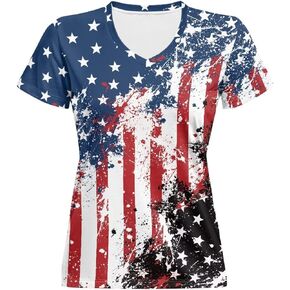 Womens Summer V Neck Casual T Shirt Short Sleeve Blouses Tops Plus Size Athletic T-Shirt for Women Graphic XS-5XL