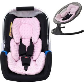 2-in-1 Reversible Infant Car Seat Insert, Car Seat Head & Body Supports for Girls Boys, 3D Mesh Baby Car Seat Cushion for Summer, Newborn Carseat Head Support for Stroller, Swing, Bouncer, Rocker
