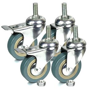 H&S Heavy Duty Caster Wheels for Trolley Furniture - 4 Casters with Brakes for Outdoor Furniture - Furniture Casters with Double Ball Bearing Swivel Heads