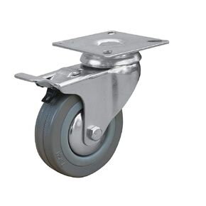 POWERTEC 3 Inch Swivel Caster Wheels with Brake & 160 lbs Loads, Heavy Duty Plate Casters, Dual Locking Rubber Castor Wheels for Furniture, Cart, Dolly and Workbenches (17023)