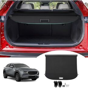 Powerty Cargo Cover for Mazda CX-30 CX30 2020 2021 2022 2023 2024 Accessories Retractable Trunk Cover All Weather Shielding Shade Cargo Luggage Cover