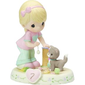 Precious Moments Growing in Grace Age 7 | Blonde Girl Bisque Porcelain Figurine | Birthday Gift | Birthday Collection | Room Decor & Gifts | Hand-Painted