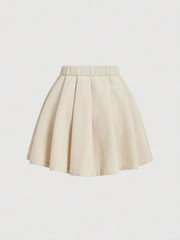 Floerns Women's Solid High Waist Pleated Hem Corduroy Mini Skater Skirt in Saudi Arabia