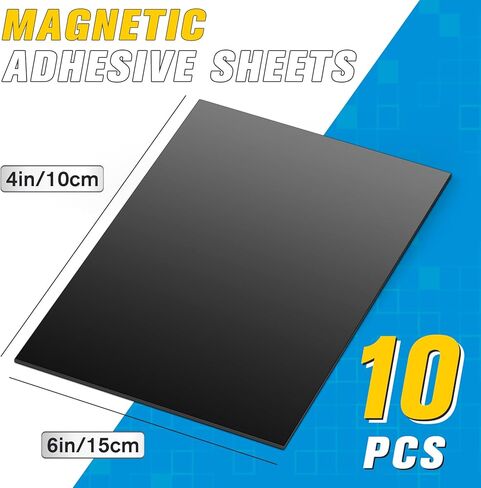 GRTARD 10Pcs Magnetic Sheets with Adhesive Backing Cut Magnetic Sheet and Customized Flexible Self Adhesive Magnet Paper Sheets for Craft and DIY Magnetic Paper-4" x 6" in Kuwait