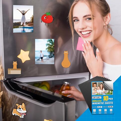 GRTARD 10Pcs Magnetic Sheets with Adhesive Backing Cut Magnetic Sheet and Customized Flexible Self Adhesive Magnet Paper Sheets for Craft and DIY Magnetic Paper-4" x 6" in Kuwait