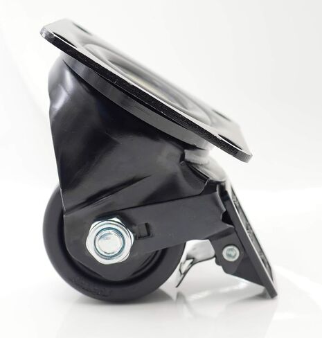 Casoter 2.5" Black Swivel w/Nylon Wheel Brake Caster, Low Gravity Center Design 50mm Extra Width Hi-temp Nylon Wheels Top Plate Mounted Heavy Duty Caster Set, 4500Lbs Total Load Capacity Pack of 4 in Saudi Arabia
