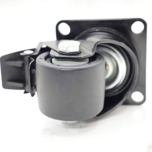 Casoter 2.5" Black Swivel w/Nylon Wheel Brake Caster, Low Gravity Center Design 50mm Extra Width Hi-temp Nylon Wheels Top Plate Mounted Heavy Duty Caster Set, 4500Lbs Total Load Capacity Pack of 4 in Saudi Arabia