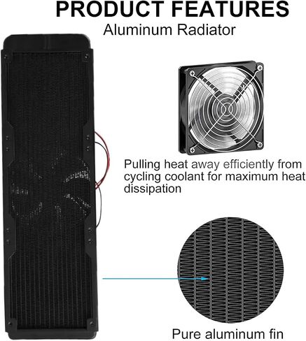 Eboxer CPU Water Cooling Radiator 18 Pipe Aluminum Heat Exchanger for Computer PC CPU Water Cool System, Water Cooling Drain Row with Fan Radiator, 120mm x 360mm in Saudi Arabia