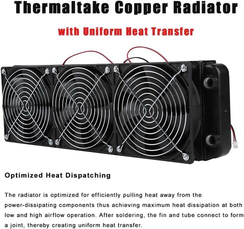 Eboxer CPU Water Cooling Radiator 18 Pipe Aluminum Heat Exchanger for Computer PC CPU Water Cool System, Water Cooling Drain Row with Fan Radiator, 120mm x 360mm in Saudi Arabia