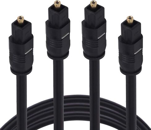 كابل Toslink، [عبوة من قطعتين] سلك صوت رقمي من الألياف الضوئية بطول 1.8 متر مطلي بالذهب Toslink إلى كابل ألياف بصرية Toslink للمسرح المنزلي، ومكبر الصوت، والتليفزيون، وPS4، وXbox والمزيد in Kuwait