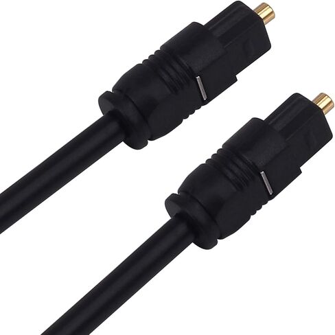 كابل Toslink، [عبوة من قطعتين] سلك صوت رقمي من الألياف الضوئية بطول 1.8 متر مطلي بالذهب Toslink إلى كابل ألياف بصرية Toslink للمسرح المنزلي، ومكبر الصوت، والتليفزيون، وPS4، وXbox والمزيد in Kuwait