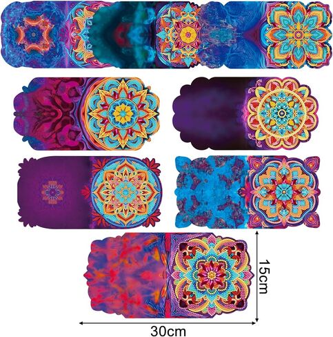 pigpigboss 8 Packs Mandala Diamond Painting Greeting Card Kit Flower Diamond Art Greeting Cards Special Shaped Diamond Painting Greeting Card Arts Crafts Gift for Christmas Thanksgiving Day in Saudi Arabia