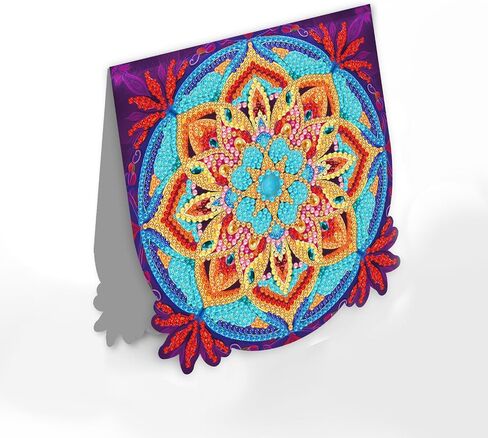 pigpigboss 8 Packs Mandala Diamond Painting Greeting Card Kit Flower Diamond Art Greeting Cards Special Shaped Diamond Painting Greeting Card Arts Crafts Gift for Christmas Thanksgiving Day in Saudi Arabia