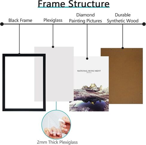 إطارات طلاء ماسية من Bemaystar 4 عبوات مقاس 10 × 14 بوصة/25 × 35 سم، مناسبة لقماش الرسم الماسي مقاس 12 × 16 بوصة/30 × 40 سم، إطار فني من الخشب الصلب الطبيعي الأسود مع زجاج حماية من الأكريليك ومجموعات تعليق in Kuwait