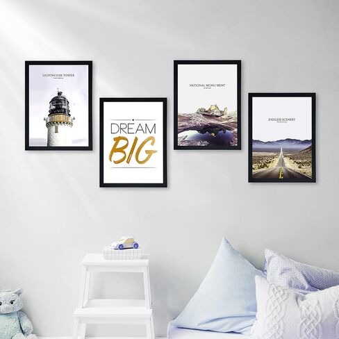 إطارات طلاء ماسية من Bemaystar 4 عبوات مقاس 10 × 14 بوصة/25 × 35 سم، مناسبة لقماش الرسم الماسي مقاس 12 × 16 بوصة/30 × 40 سم، إطار فني من الخشب الصلب الطبيعي الأسود مع زجاج حماية من الأكريليك ومجموعات تعليق in Kuwait