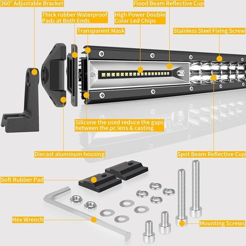 20 Inch Led Light Bar White & Red Strobe Work Pods Light 4x4 Off Road Driving Fog Reverse Light For Trailer Pickup ATV Car Truck Boat 12V 24V IP68 Flashing Warning Auxiliary Lights in Saudi Arabia