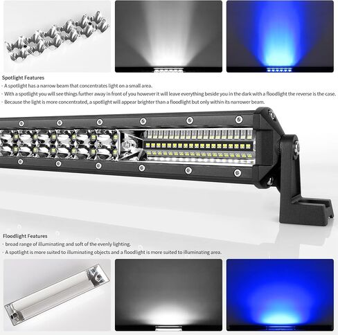 20 Inch Led Light Bar White & Red Strobe Work Pods Light 4x4 Off Road Driving Fog Reverse Light For Trailer Pickup ATV Car Truck Boat 12V 24V IP68 Flashing Warning Auxiliary Lights in Saudi Arabia