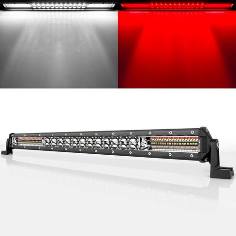 20 Inch Led Light Bar White & Red Strobe Work Pods Light 4x4 Off Road Driving Fog Reverse Light For Trailer Pickup ATV Car Truck Boat 12V 24V IP68 Flashing Warning Auxiliary Lights in Saudi Arabia