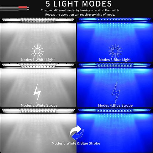 20 Inch Led Light Bar White & Red Strobe Work Pods Light 4x4 Off Road Driving Fog Reverse Light For Trailer Pickup ATV Car Truck Boat 12V 24V IP68 Flashing Warning Auxiliary Lights in Saudi Arabia