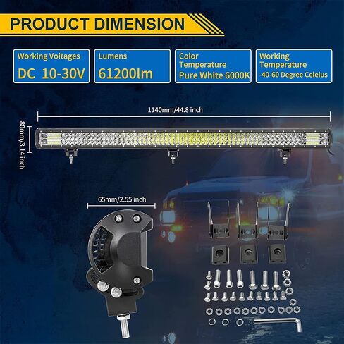 Willpower 45 inch 612W LED Light Bar Triple Row Spot Flood Combo Beam Off Road Driving Lights Waterproof Work Light for Jeep Trucks SUV ATV UTV Boat Lights,12V 24V in Saudi Arabia