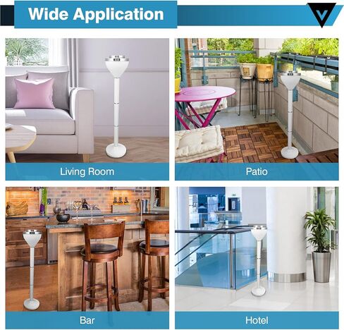 صينية رماد أرضية من IRONWALLS مع غطاء، منفضة سجائر داخلية وخارجية مكونة من 3 أقسام للسجائر مع ارتفاع قابل للتعديل 31 بوصة - 15.7 بوصة، حامل منفضة سجائر سيجار مقاومة للرياح من الفولاذ المقاوم للصدأ للفناء in Kuwait