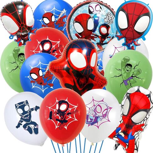 9 pcs Spider His Amazing Friends 3 Balloons Superhero Spider Balloons Boys Balloons Bouquet Birthday Decoration Baby Shower Party Supplies in Saudi Arabia