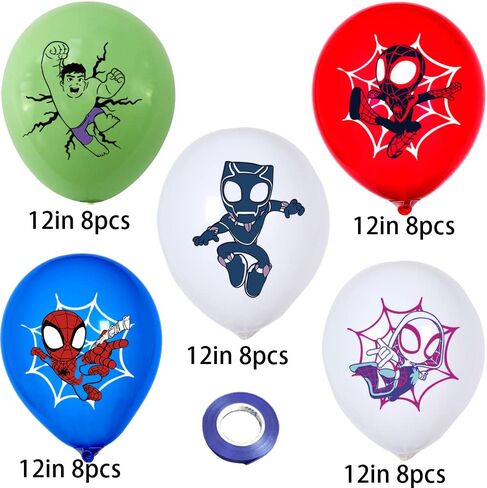 9 pcs Spider His Amazing Friends 3 Balloons Superhero Spider Balloons Boys Balloons Bouquet Birthday Decoration Baby Shower Party Supplies in Saudi Arabia