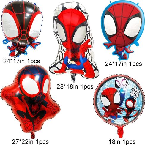 9 pcs Spider His Amazing Friends 3 Balloons Superhero Spider Balloons Boys Balloons Bouquet Birthday Decoration Baby Shower Party Supplies in Saudi Arabia