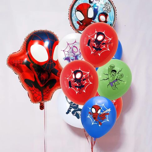 9 pcs Spider His Amazing Friends 3 Balloons Superhero Spider Balloons Boys Balloons Bouquet Birthday Decoration Baby Shower Party Supplies in Saudi Arabia