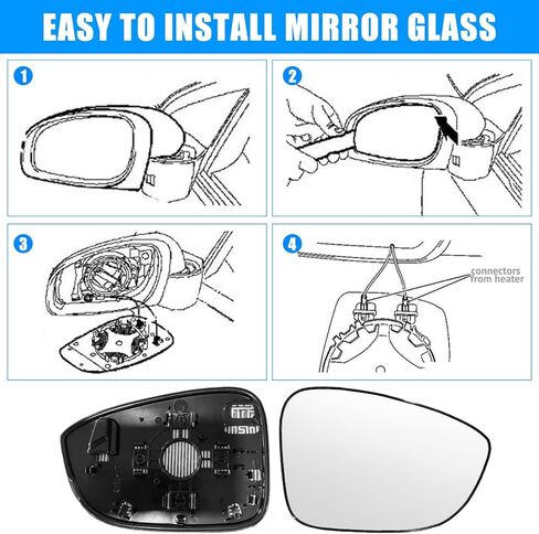Compatible With Honda Accord 2018 2019 2020 2021 2022 Driver Left Side Mirror Glass Replacement, Heated Side Rearview Mirror with Backing Plate in Kuwait