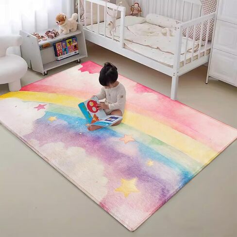 ABREEZE Kids Rug Play Mat Ultra Soft Rugs for Kids Room, 3.3'x5' Non Slip Cartoon Children Nursery Rug Baby Rug Area Rug Kids Carpet for Bedroom Decor Playroom Living Room in Kuwait
