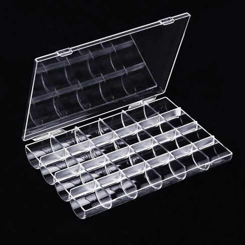 24 Grids Clear Plastic Nail Charm Organizer Box Transparent Nail Charm Organizer Empty Craft Organizers Display Case Compartment Container for Bead Rings Earrings Jewelry DIY Crafts in Saudi Arabia